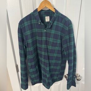 J. Crew Navy and Green Black Watch Plaid Men's Shirt